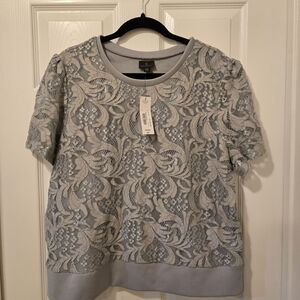 Worthington Gray Lace Blouse